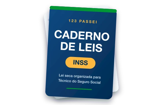 Capa do Caderno de Leis do INSS, lei seca organizada para Técnico do Seguro Social