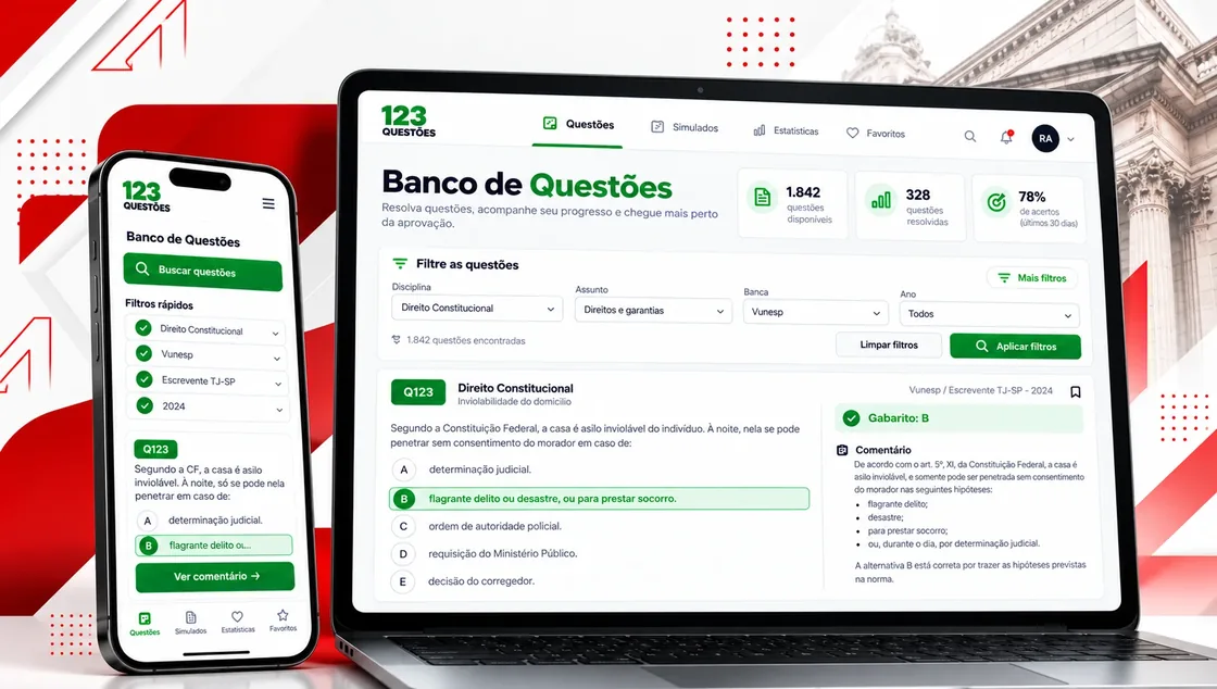 Banco de Questões da 123 Passei no computador e no celular