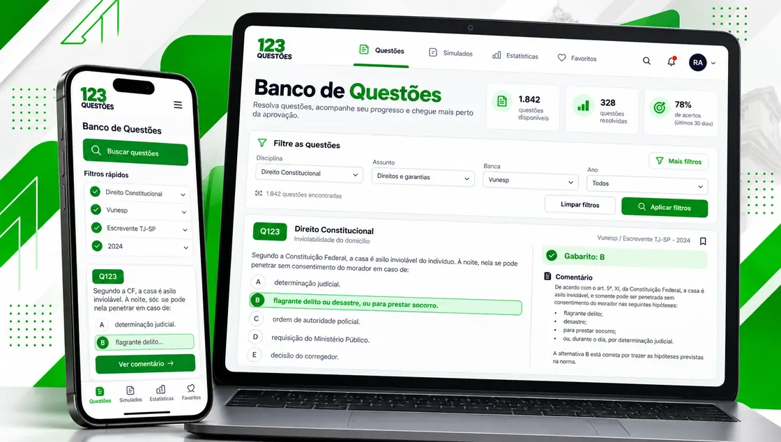 Banco de Questões da 123 Questões no computador e no celular