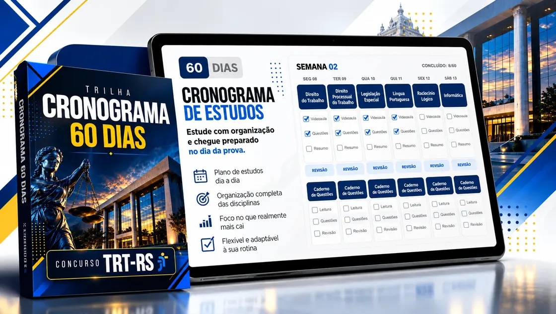 Cronograma de estudos de 60 dias do TRT-RS