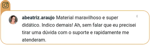 Comentário de aluna dizendo que o material ajudou demais na organização